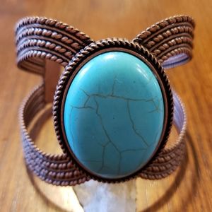 🍍 3 for $10!! 🍍 Turquoise/brass cuff bracelet